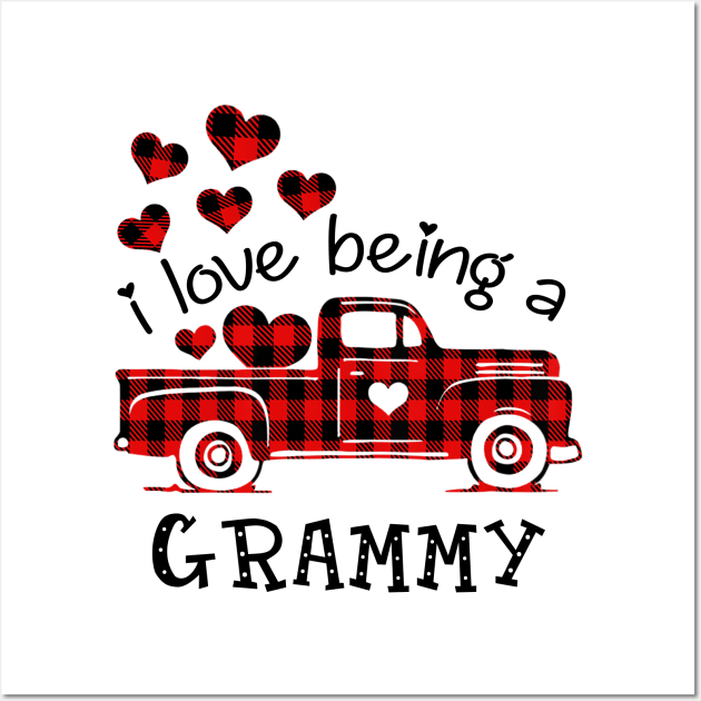 I Love Being Grammy Red Plaid Buffalo Truck Hearts Valentine's Day Shirt Wall Art by Alana Clothing